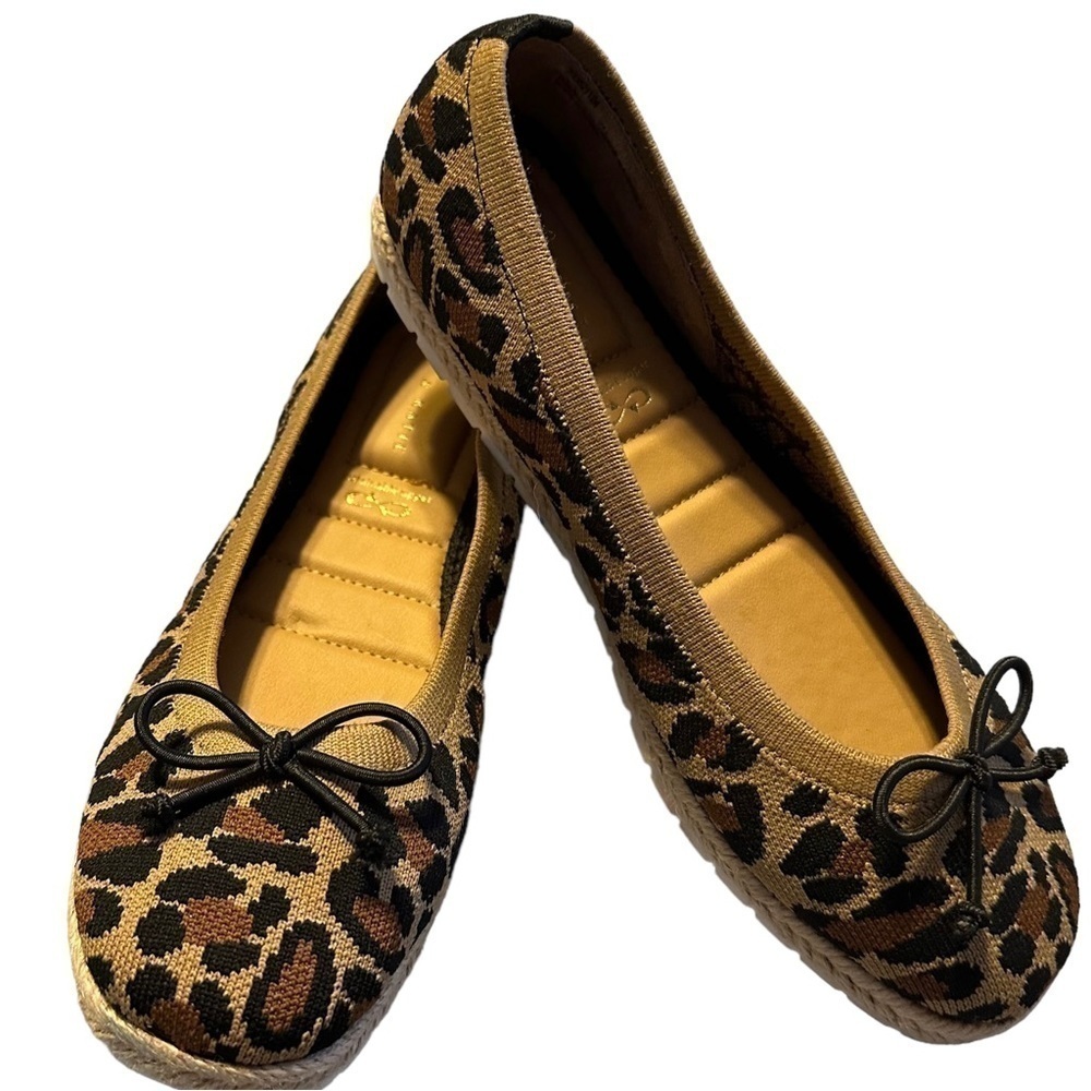 Kelly & Katie Ballet Flats Slip On Leopard Print Espadrille Shoes Comfy Size 7